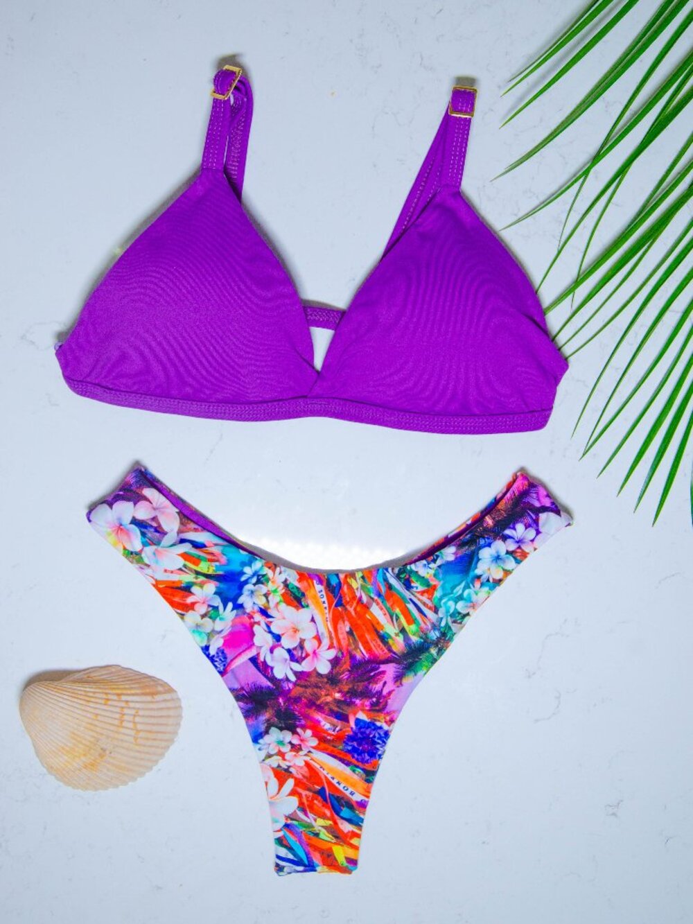 Rio Açu Brazilian Reversible Triangle Bikini Set | Purple | Size L | NWT